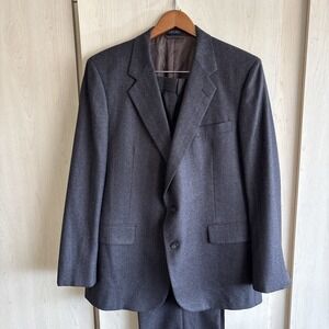 Sasson New York Paris Jacket 2 Button Mens 44R Brown Pin Stripe Wool Lined Suit